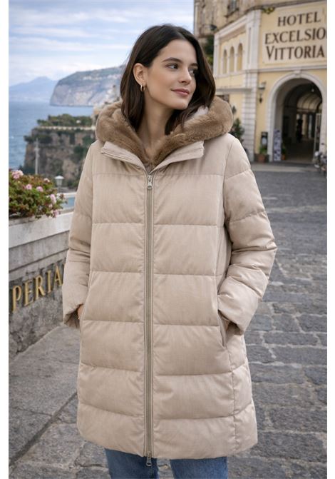 Piumino Donna DUNO Virna Bolzano Beige in Lana e Vera Piuma dAnatra DUNO | Piumini | VIRNA BOLZANO022